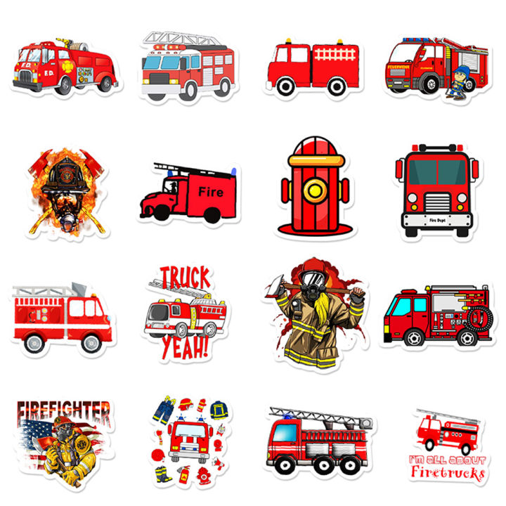 muya-50pcs-fire-truck-stickers-waterproof-fire-engine-vinyl-stickers-for-laptop