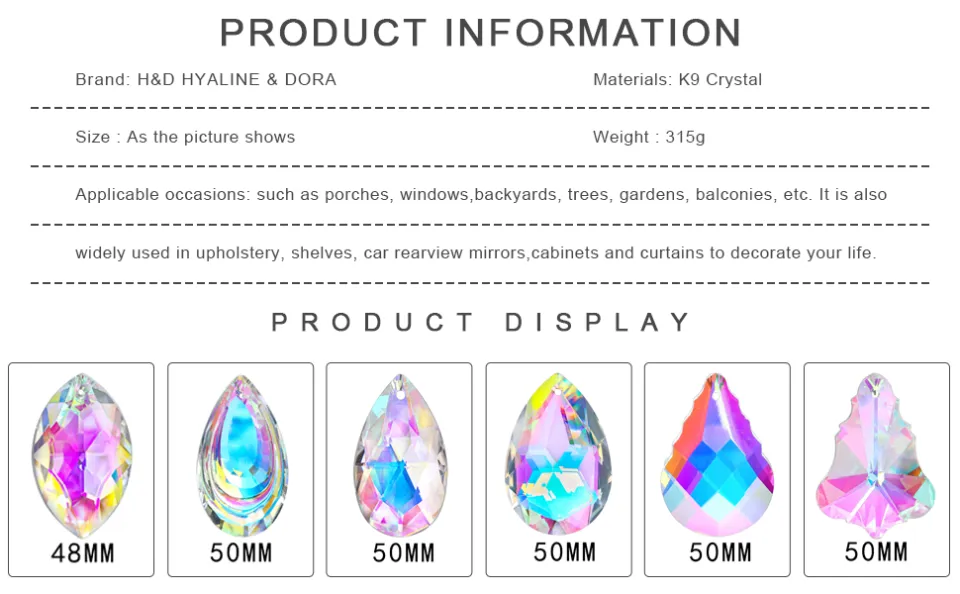 H&D HYALINE & DORA Colorful Crystals Glass Pendants Chandelier Suncatchers