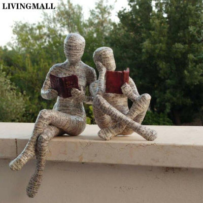 Livingmall ผู้หญิงอ่านหนังสือเรซิ่นรูปปั้นเดสก์ท็อปเครื่องประดับตกแต่งบ้านห้องนั่งเล่นห้องนอนตกแต่งบ้านประติมากรรมเครื่องประดับ Decor
