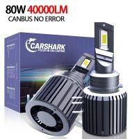 Carshark 2Pcs Turbo H15 Led Bulbs Canbus 80W 40000Lm Car Lights 12V Csp Super Bright Auto Lamps For Vw Golf Audi Kia Bmw Bulbs  LEDs  HIDs