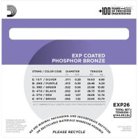 DAddario® EXP26 สายกีตาร์โปร่ง เบอร์ 11 Phosphor Bronze (Custom Light, 11-52)