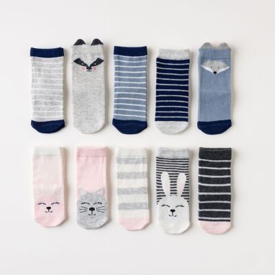 [COD] Cotton cute cartoon middle-pass stripe boys and girls baby 0-3 years old children spot foreign trade cross-border