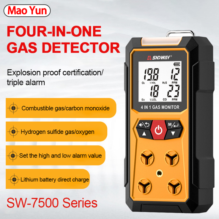 SW7500A 4 in 1 Gas Detector Oxygen O2 Carbon Monoxide CO H2S