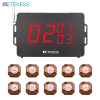 RETEKESS TD136ปุ่มเรียกบริกรแบบไร้สาย RF 999ช่องโทรหาลูกค้าแสดงเพจเจอร์บริการโฮสต์ตัวรับการรายงานเสียงออกอากาศ1โฮสต์ตัวรับ + 10/15/20ปุ่มโทรสำหรับระบบเรียกร้านอาหารลูกค้าการบริการของโรงแรมคลินิกโรงงาน