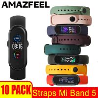 （Bar watchband）10ชิ้น/แพ็ค ForMi Band 6/5/4/3 StrapSilicone สายรัดข้อมือ6 5 4MiBand 5 4 3อุปกรณ์เสริม