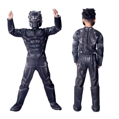 Halloween Super Heroes Black Kids Muscle Panther Cosplay Child Boys Costume Jumpsuit Bodysuit Cosplay Costume Outfit Dress Up