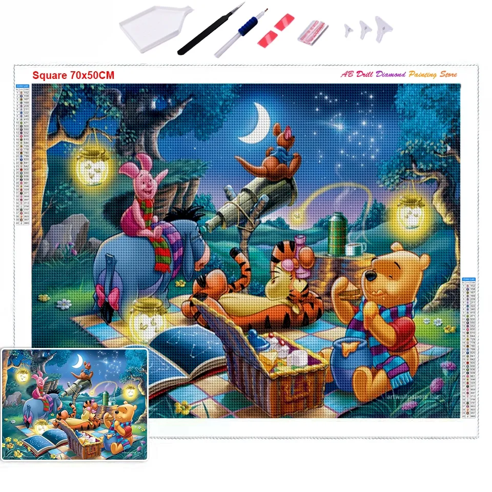 5D Diamond Painting Winnie the Pooh Disney Diamond Art Full Drill  Embroidery Mosaic Picture Cross Stitch Kits Children's Gifts