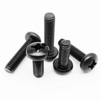 1/20pcs M5 M6 M8 Black 304 Stainless Steel Cross Recessed Round Phillips Pan Head Screw Bolt Diameter 5mm 6mm 8mm Length 5-100mm Screw Nut Drivers