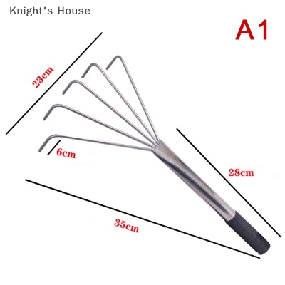 Knights House คราดในสวนเตียงดอกไม้ขนาดเล็กที่ใช้มือคลายตัวทำจากสเตนเลสสตีลเครื่องมือหนีบใบไม้แบบพกพาเครื่องมือแบบญี่ปุ่น