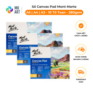 sổ Canvas Vẽ Màu Acrylic, Sơn Dầu, Canvas Pad Mont Marte A3 A4 A5 280Gsm