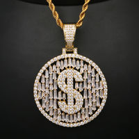 ICEOUTBOX Iced Out Round US Dollar Money Pendant Necklace With 4mm Tennis Chain AAA Cubic Zircon Women Mens Hip Hop Jewelry