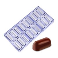 Polycarbonate Chocolate Mold Capsule Shape 18 Cavity Candy Bonbons Mould for Confectionery Bakery Baking Pastry Tools