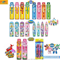 ลิขสิทธิ์แท้ แปรงสีฟันเด็ก  Robocar Poli Super Wing และ Pororo Flipper ที่แขวนแปรง สำหรับอายุ 3 ปีขึ้นไป