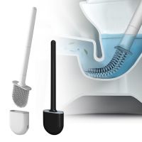 Toilet Brush Silicone Toilet Clear Brush Portable Cleaner Brush Storage Cover With Watertight Base Holder Set Wall-Mounted