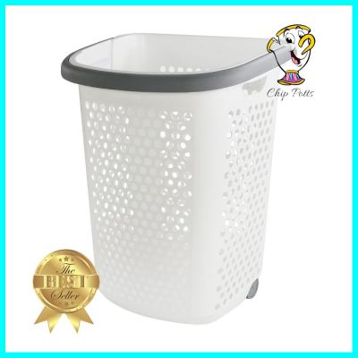 ตะกร้าผ้าล้อลาก BK-137-3 สีขาว/เทาLAUNDRY BASKET WITH CASTERS BK-137-3 WHITE/GREY **คุ้มที่สุดแล้วจ้า**