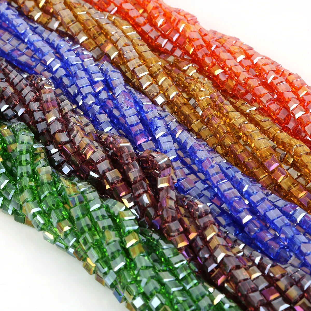 100pcs 4x4mm Crystal Square Loose Faceted Crystal Beads Jewelry DIY FBCR0355-19
