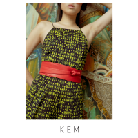 Kemissara Leather Waist Belt Red เข็มขัดหนังสีแดงพันรอบเอว