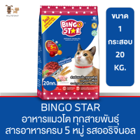 BINGO STAR 20กก. ราคาประหยัด อาหารแมวโต ทุกสายพันธุ์  สารอาหารครบ 5 หมู่ รสออริจินอล