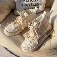 COD DSFGREYTRUYTU [READY STOCK] High-Top Canvas Shoes Women 2022 New Style Womens White