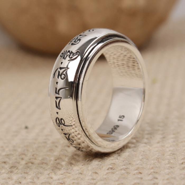 ht-เงินแท้-s925-แหวนพระสูตร-แหวนมนต์หกอักขระพุทธคุณ-หมุนได้แหวนหัวใจพระสูตร