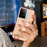 เคส Nillkin สำหรับ VIVO IQOO Z7X เคสใสชุบไฟฟ้าเงา + สร้อยข้อมือความรักสำหรับ VIVO IQOOZ7X ปกหลัง