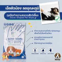 ถุงมือเช็ดทำความสะอาดตัว สำหรับสุนัขและแมว 1 ซอง มี 20 ชิ้น Petside Glove Shaped Pet wipes