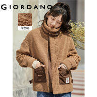 hot●Giordano ผู้หญิง เชอร์ปาพร้อมกระเป๋าตะเข็บ แจ็คเก็ตลำลองไหล่หลวม Free Shipping 18372901 9238