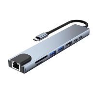 USB C Hub 8 In 1 Type C 3.1 To 4K HDMI Adapter with RJ45 SD/TF Card Reader PD Fast Charge for MacBook Laptop Computer USB Hubs