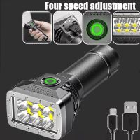 Powerful Flashlight фонарик 6 Led High Power Torch Light USB Rechargeable Tactical Flashlight 4 Mode Emergency Camping Lamp Rechargeable  Flashlights