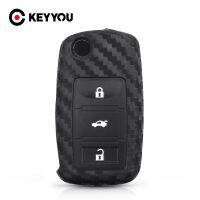 ปลอกกุญแจรถซิลิโคน Keyyou เคสสำหรับ Volkswagen โปโล Tiguan Vw Pat สำหรับอุปกรณ์เสริมคาร์บอนฝาปิดคาร์บอนไฟเบอร์สไตล์รถ Skoda