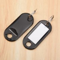 20 Pcs Key ID Label Tags Split Ring Keyring Keychain Black