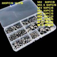 100-220pcs DIN985 m2-m12 304 A2-70 stainess steel black blue zinc Self-locking Nut nylon Lock Nut Assortment Kit