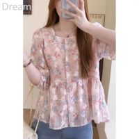 Korean style top floral slimming temperament niche square collar sweet design sense five-quarter sleeve fashionable cardigan V729