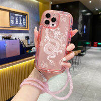 เคสรองรับการกระแทกลายมังกรไฟจีนฝาครอบสายคาดที่คล้องกันตกสำหรับ iPhone 14 Pro Max 13 12 11 XR 8 7 SE2 XS Max