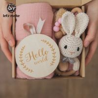 【hot】 Lets Make 1set Baby Stuff Bath Towel Cotton Blanket Brush Gift Products For Kids Toy Crochet Rattle Box Christmas Present Gift