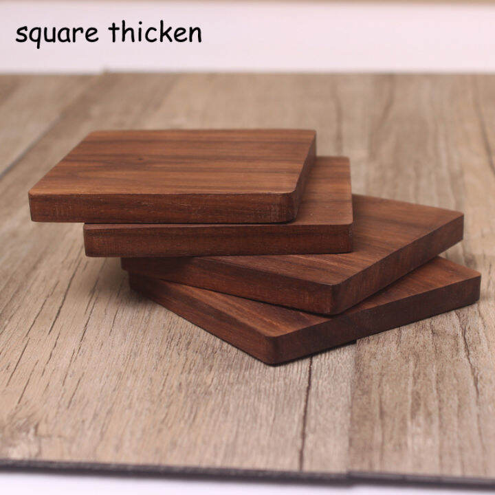 Walnut Wood Coasters Placemats Square Round Home Table Drink Mat Cup Pad  Solid