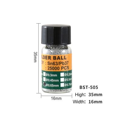 25000pcs / ขวด 0.2-0.65mm BGA Reballing Balls Leaded Solder Ball Tin Material Sn63 / Pb37 Rewor สําหรับ IC Chip Soldering Accessorie