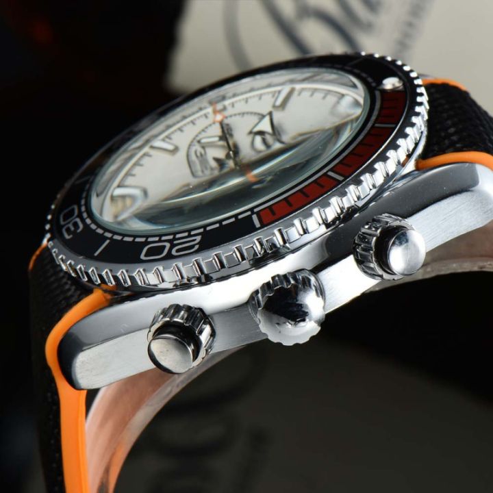 นาฬิกาแบรนด์เดิมสำหรับบุรุษแฟชั่นสแตนเลสอัตโนมัติวันที่นาฬิกาข้อมือส่องสว่างโครโนกราฟกีฬาควอตซ์สบายๆ-s
