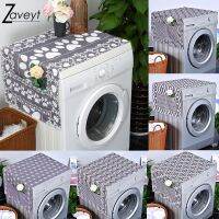 Dog Paw Print Linen Washing Machine Cover Grey Geometric Flower Washing Machine Dust Cover Oven Microwave Refrigerator Protector Washer Dryer Parts  A