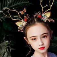 【YF】 Christmas Headband Antlers Hairband Fairy Headdress Headwear Elk Hair Clip Hairpins Bells Accessory