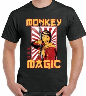 Monkey Magic Journey To The West Chinese Fantasy 70S Funny Black Cotton Men 2019 O Neck Streetwear Hip Hop Tops Movie T Shirt 【Size S-4XL-5XL-6XL】