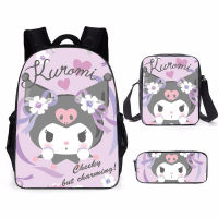 3ชิ้นชุด Mochila Kuromi สาวโรงเรียนกระเป๋าเป้สะพายหลังเดินทางกระเป๋าเป้สะพายหลังนักเรียนถุงเก็บ Bookbags ดินสอกระเป๋าคอสเพลย์กระเป๋า