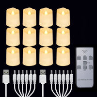 New USB Rechargeable TeaLights Timer Remote LED Christmas Candles Plastic Flameless Flicker For Halloween Home Decor Tea Candle