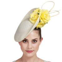 top●Beige White Kentucky Big Fascinators For Wedding Hair Bridal Cocktail Church Hats Elegant Women Fedora Lady Fancy Flower Headwear