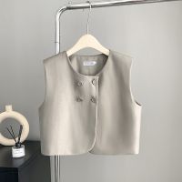 利Korean Style 2023 Summer Women Vest Elegant Sleeveless Suit Jackets Casual Waistcoat Female Loose Coat Office Ladies Gray Tops