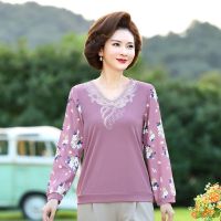 ☁❅✕ Middle-aged womens mother render female 2022 elderly people in the new T-shirt unlined upper garment of spring clothes coat summer wear small unlined upper garment