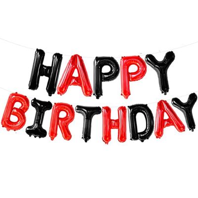 Black and Red Happy Birthday Banner Balloons 16 Inch Happy Birthday Banner Balloons Happy Birthday SignBalloons Happy Birthday Letters Balloons for Party