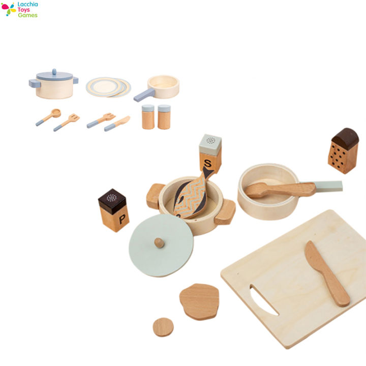 lacchia-toys-เซตเครื่องครัวไม้-ชุดของเล่นไม้ของเล่นสำหรับเด็กหัดเดินเซตหม้อทำอาหารของเล่นสำหรับเด็กผู้หญิงเด็กผู้ชาย