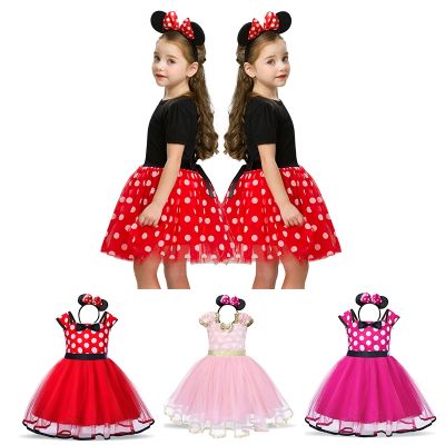 Fantasy Mini Mouse Baby Girl Dress Mini Mouse Cosplay Costume for Girls Christmas Party Princess Dress Kids Birthday Dot Dress