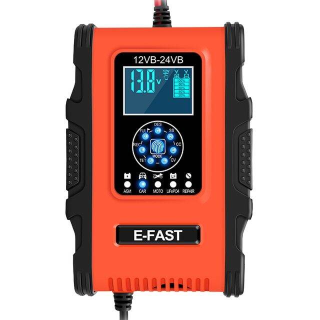 Quick Charge 12A Car Battery Charger 12V 24V Pulse Repair LiFePO4